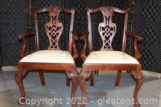 2 Carved Captain Chairs with Ball in Claw Feet 