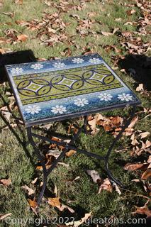 Cut Glass Mosaic Outdoor Side Table 