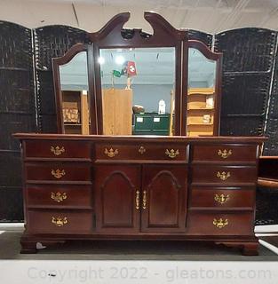 Sumter Cabinet Co. 12 Drawer Dresser with Tri-fold Mirror-Only 1 part of Mirror is Pictured
