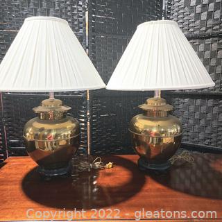 Pair of Nice Brass Tone Table Lamps