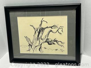 Tree Drawing Framed & Matted by Chris Carson 