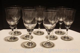 9 Beautiful Crystal Clear Tall Wine Glasses 
