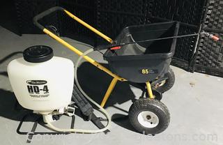 Yardworks Lawn Spreader & 4G FlowerMaster Piston Pump