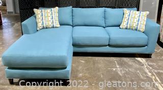 Groovy Modern Sofa with Chaise, Turquoise 