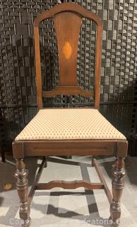 Dark Stained Dining Side Chair with Inlay Design 