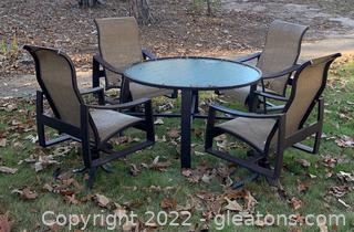 Chocolate Brown Outdoor Patio Set with Swivel Chairs (5pc) 