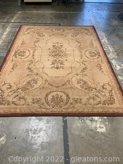 Taupe Burgundy and Green Area Rug 