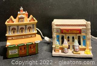 Two Ceramic Lighted Buildings “The Kroger” and “Theatre Royal” 
