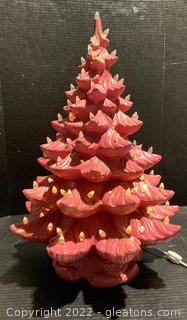 Ceramic Pink Light Up Christmas Tree 