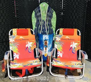 Tommy Bahama Beach Chair Set with Snow-Storm Sled & Throw Pillow