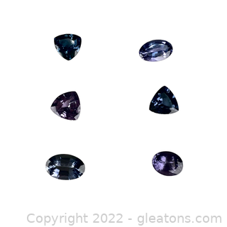 6 Loose Gray Blue/Purple Spinel Gemstone Lot