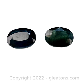2 Loose Genuine Blue Sapphire Gemstones Oval