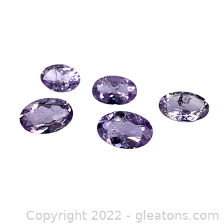 5 Loose Genuine Amethyst Gemstones Oval