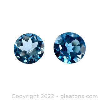 2 Loose Blue Topaz Gemstones Round