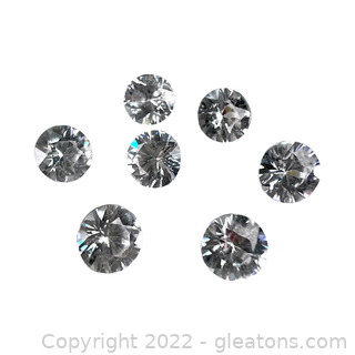 7 Loose White Zircon Gemstones Round