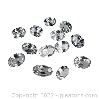 13 Loose White Zircon Gemstones Oval