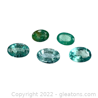 5 Loose Genuine Emerald Gemstones Oval