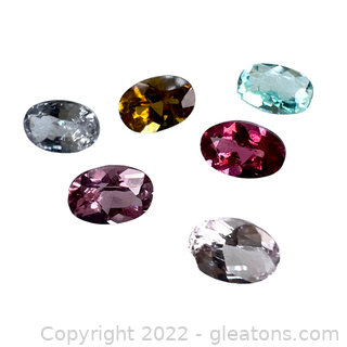 6 Loose Genuine Multi-Colored Tourmaline Gemstones Oval