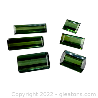 6 Loose Genuine Green Tourmaline Gemstones