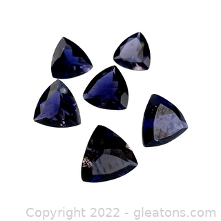 6 Loose Genuine Iolite Gemstones Trillion