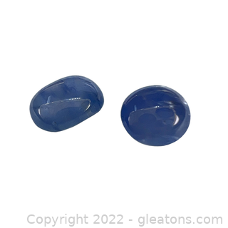 2 Loose Light Blue Star Sapphire Gemstone Oval