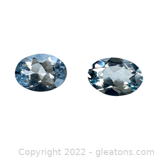 Pair Loose Aquamarine Gemstones Oval