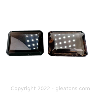 2 Loose Smokey Quartz Gemstones Emerald Cut