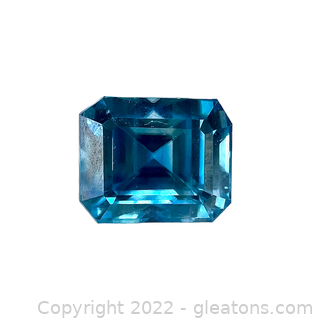 Loose Blue Zircon Gemstone Emerald Cut