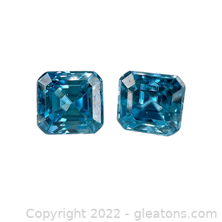 Pair of Loose Zircon Gemstones Asscher Cut