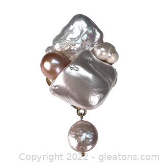 Beautiful Victorian Style Baroque Pearl Brooch