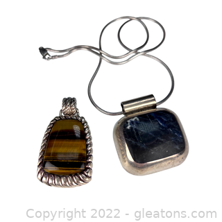 Sterling Silver Sodalite and Tiger's Eye Necklaces