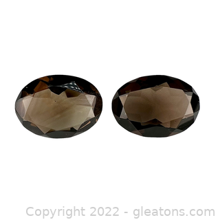 Pair of Loose Smokey Quartz Gemstones Oval