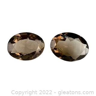 Pair of Loose Smokey Quartz Gemstones Oval