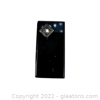 Onyx with 10kt White Gold & Diamond Rectangle