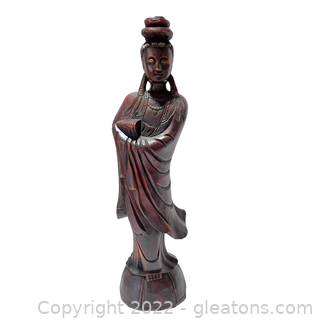 Vintage Chinese Boxwood GuanYin Statue
