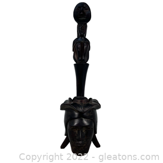 Vintage African Wood Carved Totem Water Dipper