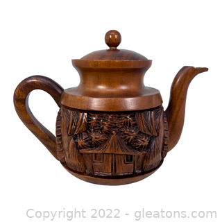 Vintage Hand Carved Teapot
