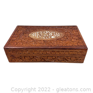 Vintage Indian Hand Carved Jewelry Box