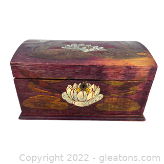 Antique Wooden  Box with floral embellihment