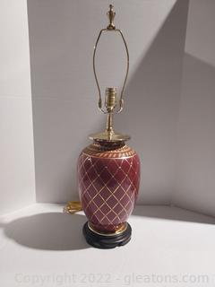 Beautiful Burgundy and Gold Oriental Accented Table Lamp