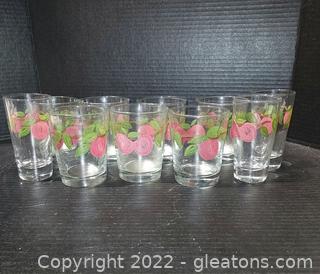 10 Franciscan Glasses with Apple Pattern
