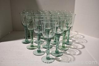 Set of Eighteen Mexican Hand Blown Wine Glasses