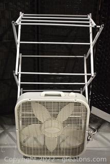 Lasko Box Fan - Collapsible Drying Rack 