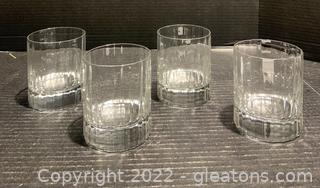 Four Fauceted Whiskey Glasses 
