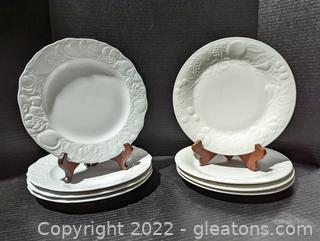 Two Sets of 4 Plates with Decorative Fruit Edge 