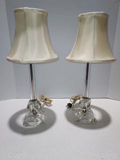 2 Cute Small Glass Table Lamps 