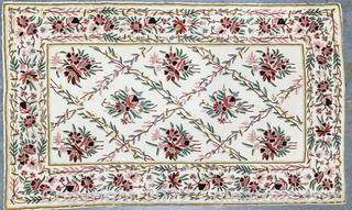 Lovely Handmade Chain Stitch Floral Rug