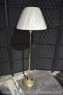 Two Bulb Brass Tone Floor Lamp with Shade 