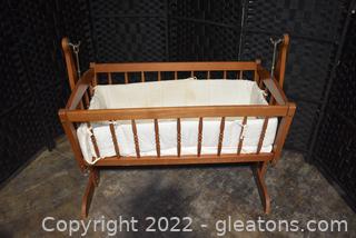 Jenny Lind Style Cradle/Bassinet With Bedding 