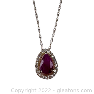 Brand New 14K Carat Ruby and Diamond Necklace
